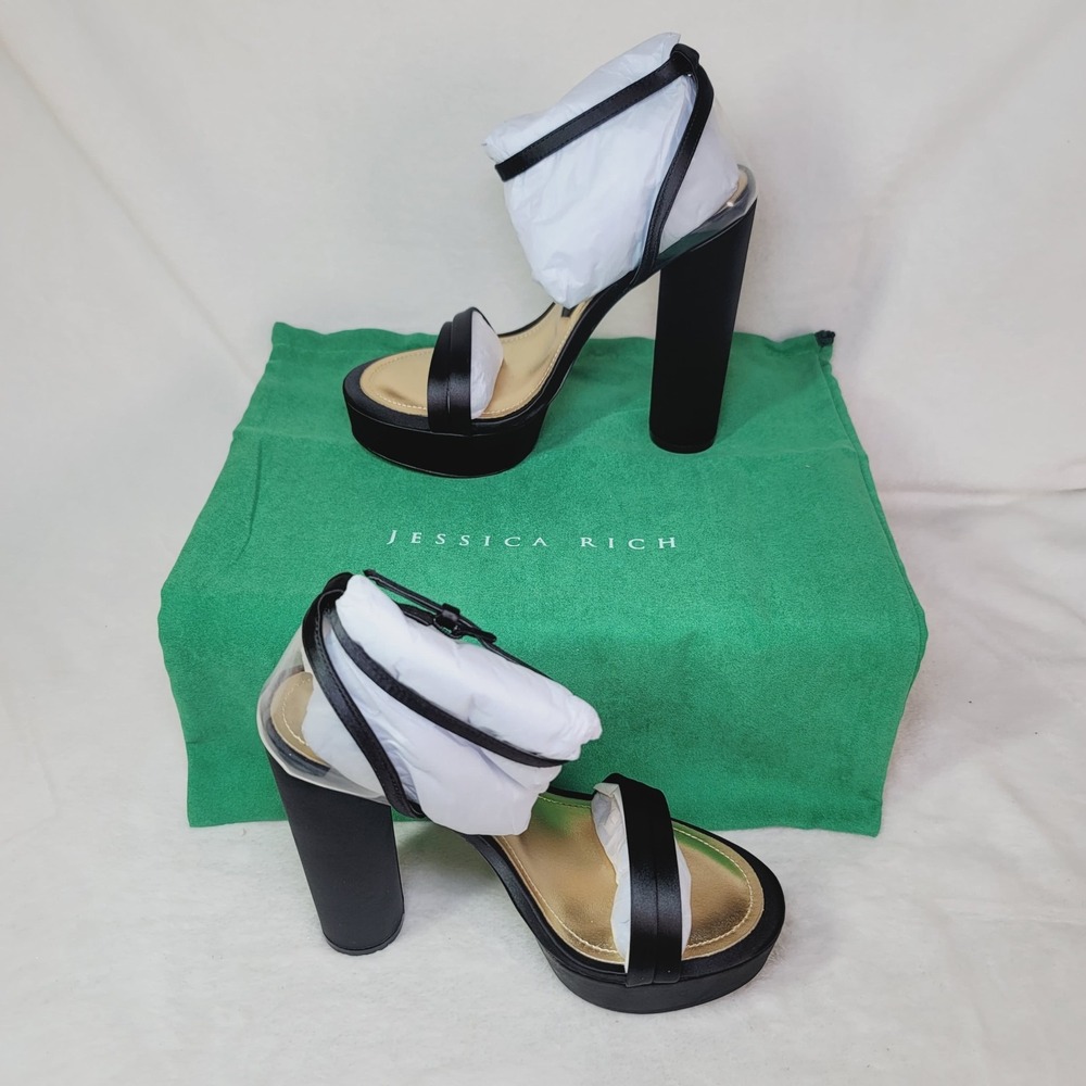 Jessica Rich High Heel Strappy Platform Sandal Black Womens EU 36 US 5.5 NIB